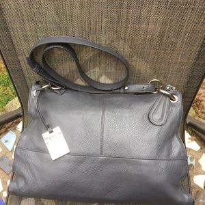 Furla Dark Gray Pebbled Leather Crossbody Handbag
